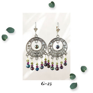 Flourishing Mystic Island - Peacock Freshwater Pearl and Crystal - Earrings